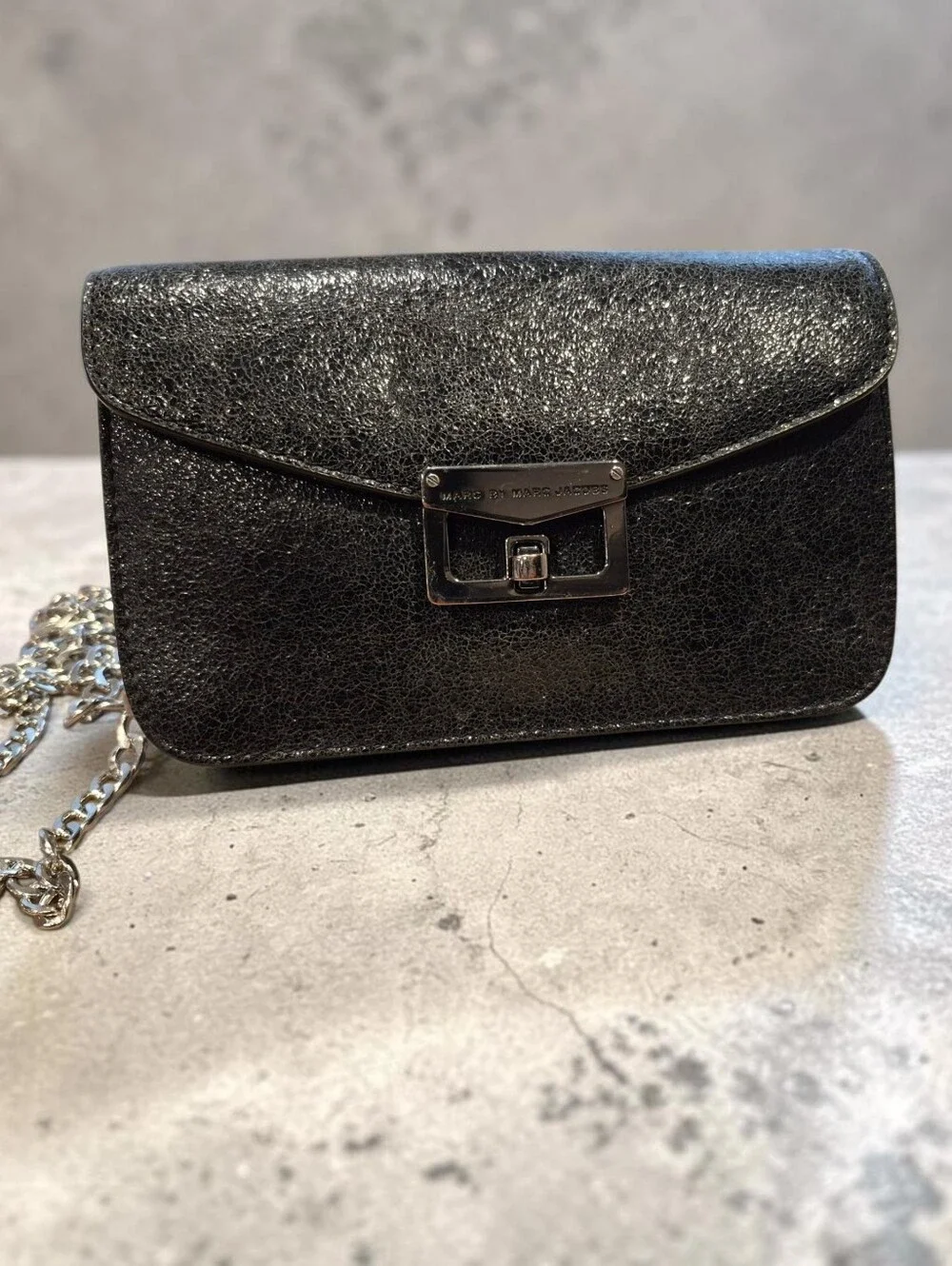 MARC BY MARC JACOBS JANE AT THE DISCO METALLIC LEATHER CROSSBODY CLUTCH